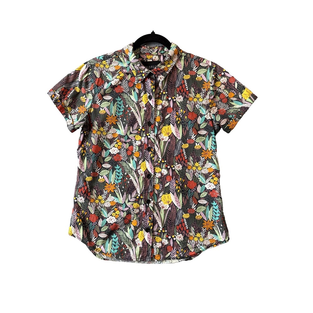 Wildfang Flower Press Essential Button Down Shirt XS Floral Cotton Androgynous